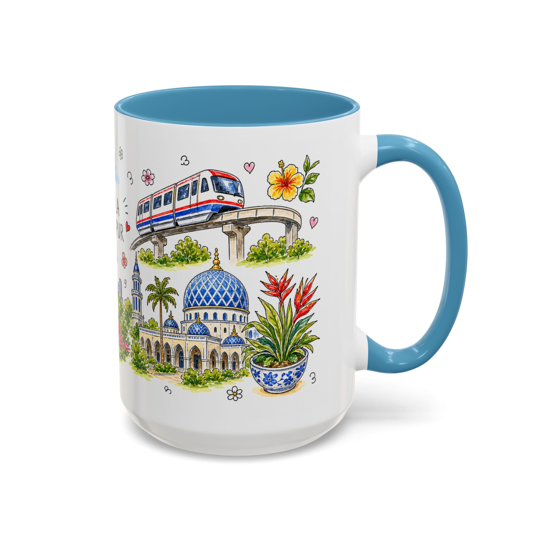 Kuala Lumpur Illustrated Travel Mug | City Souvenir Accent Coffee Mug | 11oz 15oz Ceramic Cup