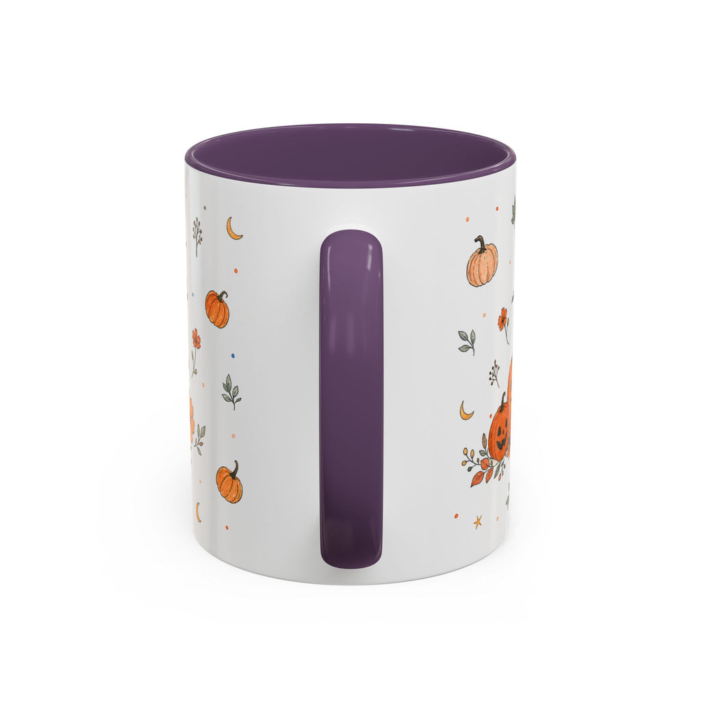 Friendly Ghost Halloween Mug | Pumpkin Flower Watercolor Gift | Accent Cup 11oz 15oz