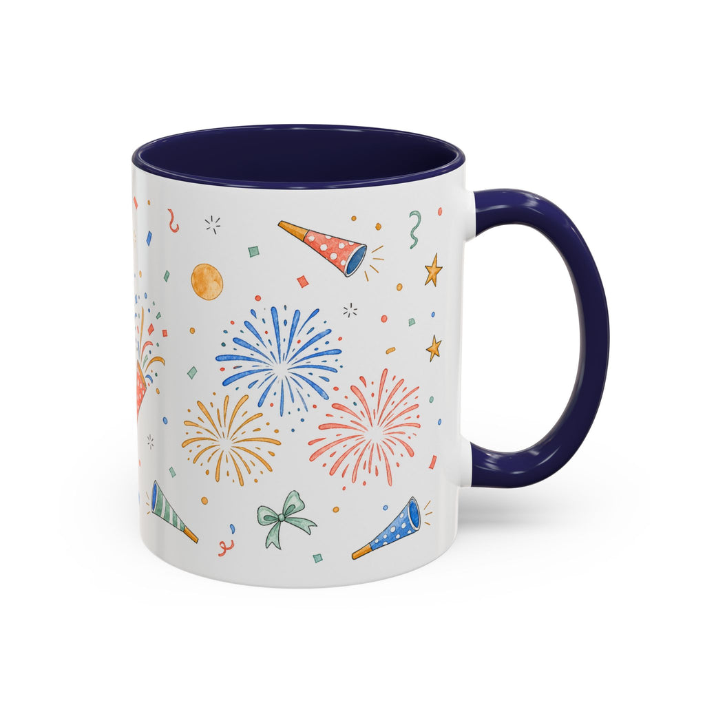 New Year Confetti Mug | Party Popper Watercolor Celebration Gift | Accent Cup 11oz 15oz