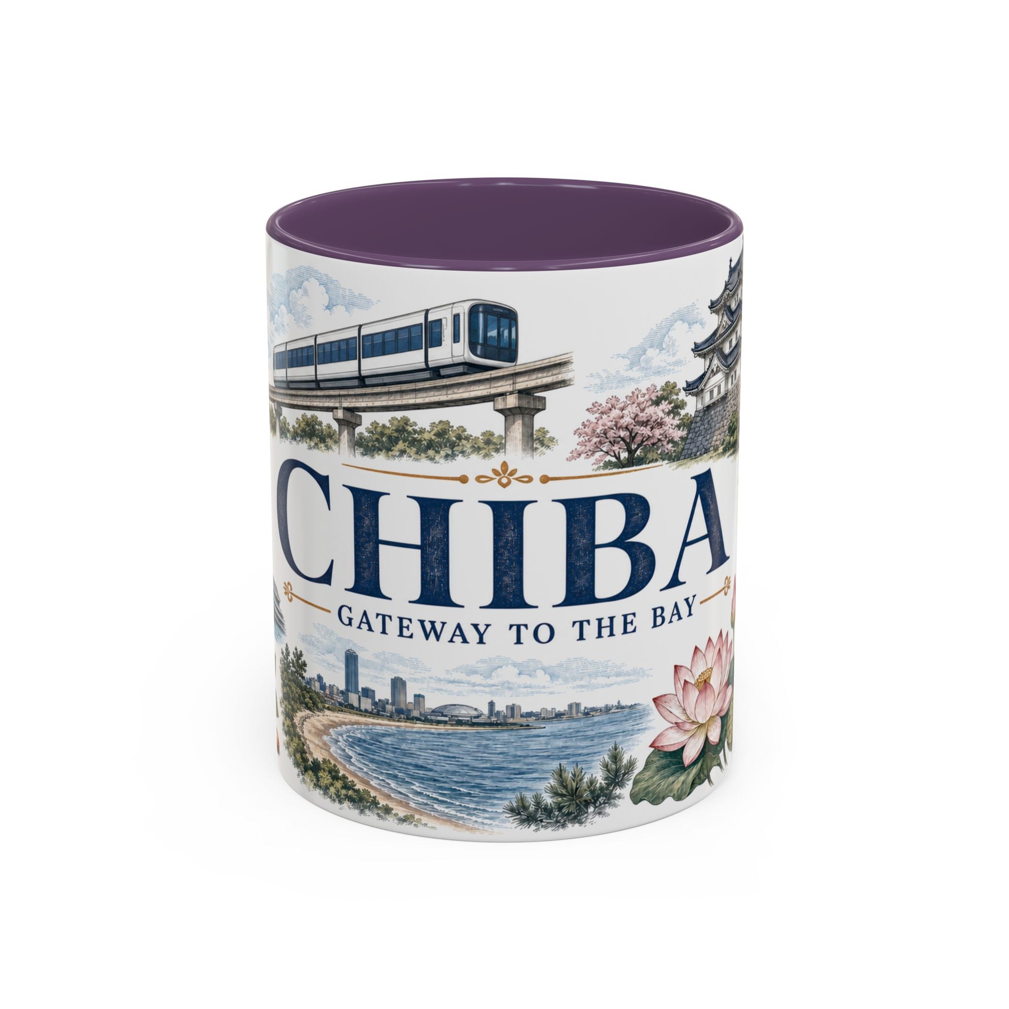 Chiba Coffee Mug | Japan Travel Souvenir | Vintage Illustrated City Gift | 11 oz 15 oz Accent Mug