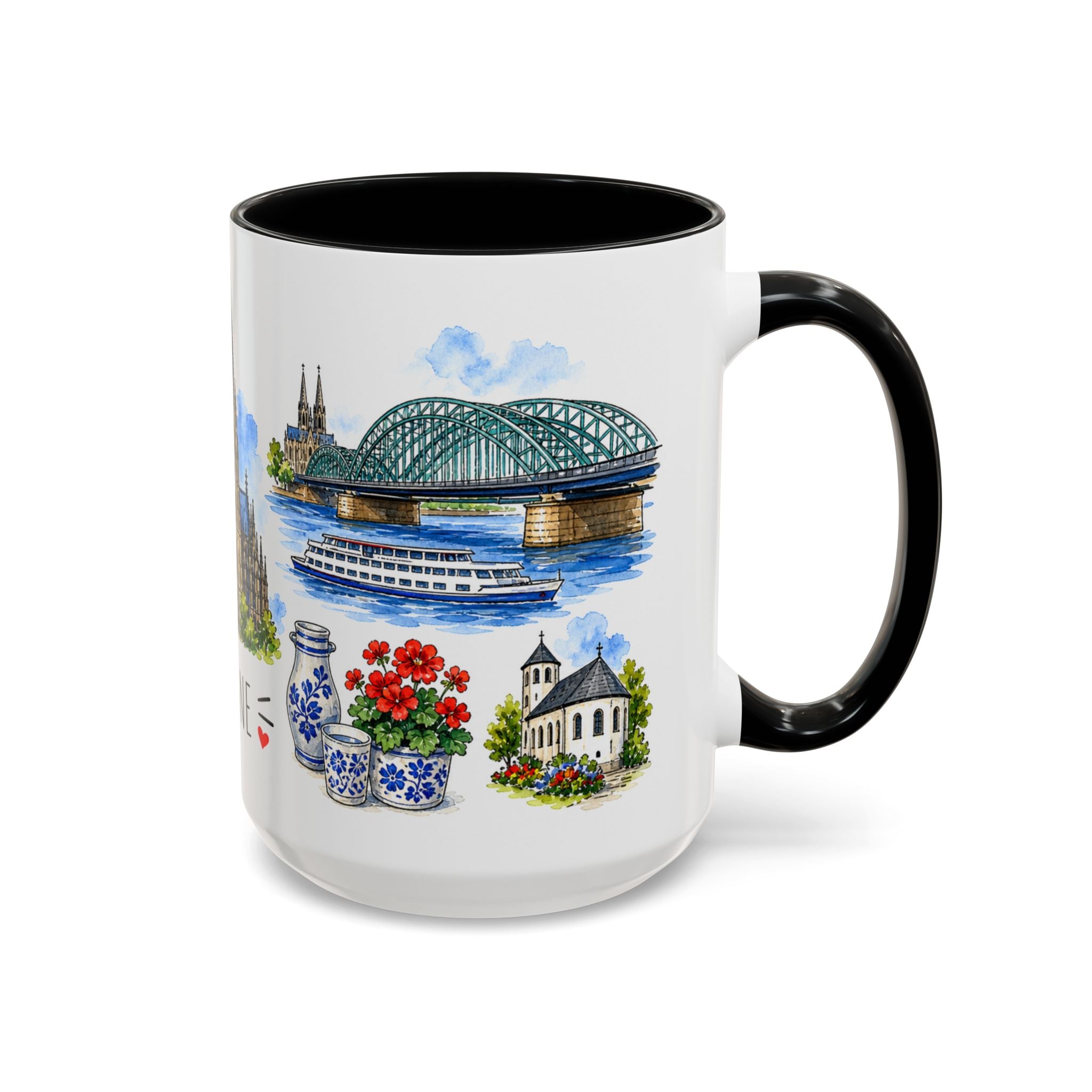 Cologne Illustrated Travel Mug | City Souvenir Accent Coffee Mug | 11oz 15oz Ceramic Cup
