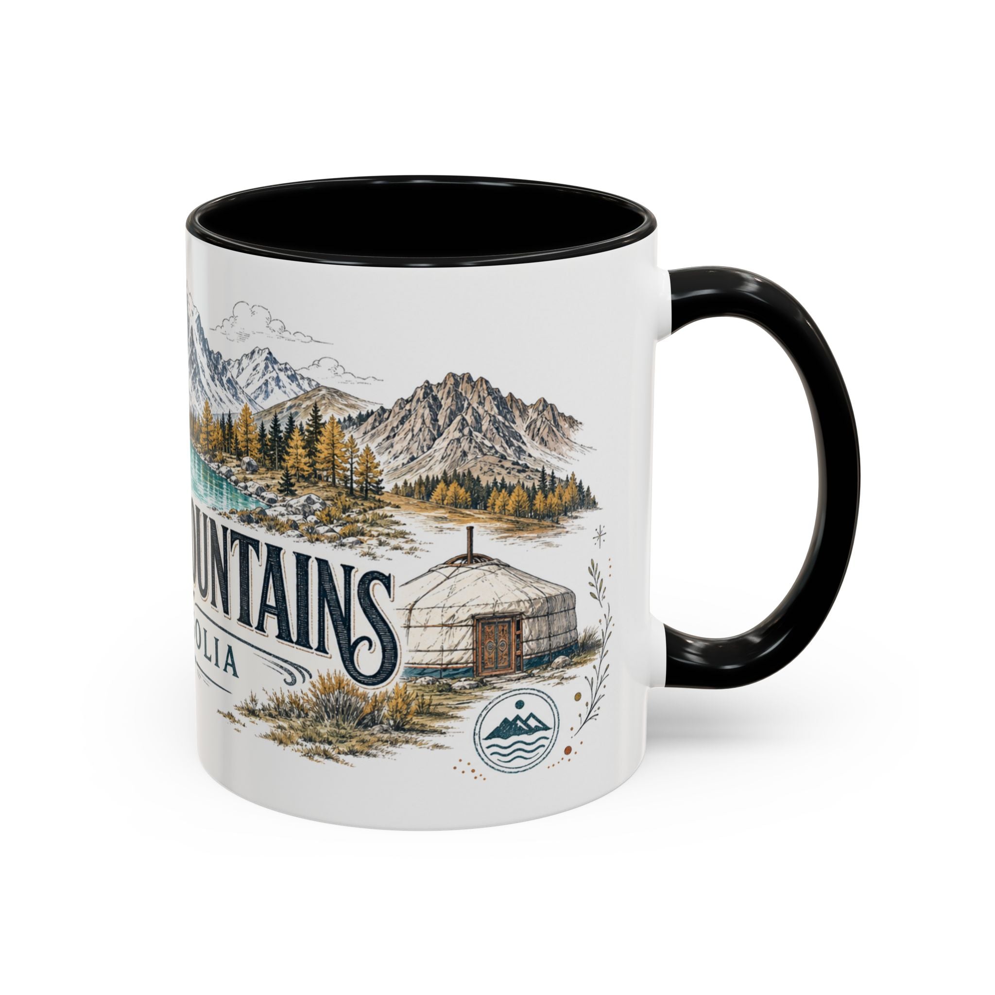 Altai Mountains Mug, Mongolia Travel Souvenir, Bucket List Gift, Accent Ceramic Coffee Mug 11oz 15oz