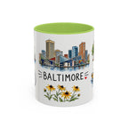 Baltimore Illustrated Travel Mug | City Souvenir Accent Coffee Mug | 11oz 15oz Ceramic Cup