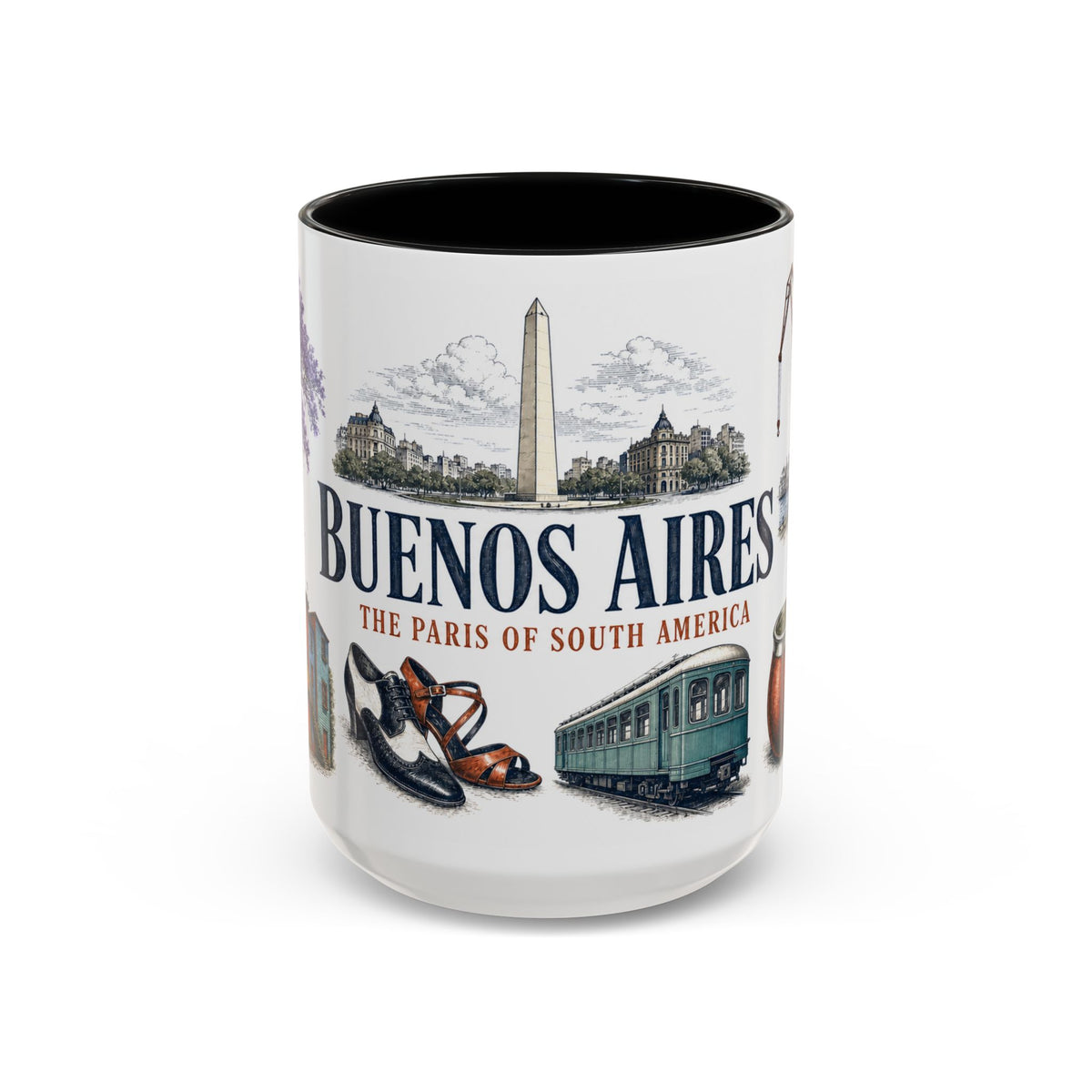 Buenos Aires Coffee Mug | Argentina Travel Souvenir | Vintage Illustrated City Gift | 11 oz 15 oz Accent Mug