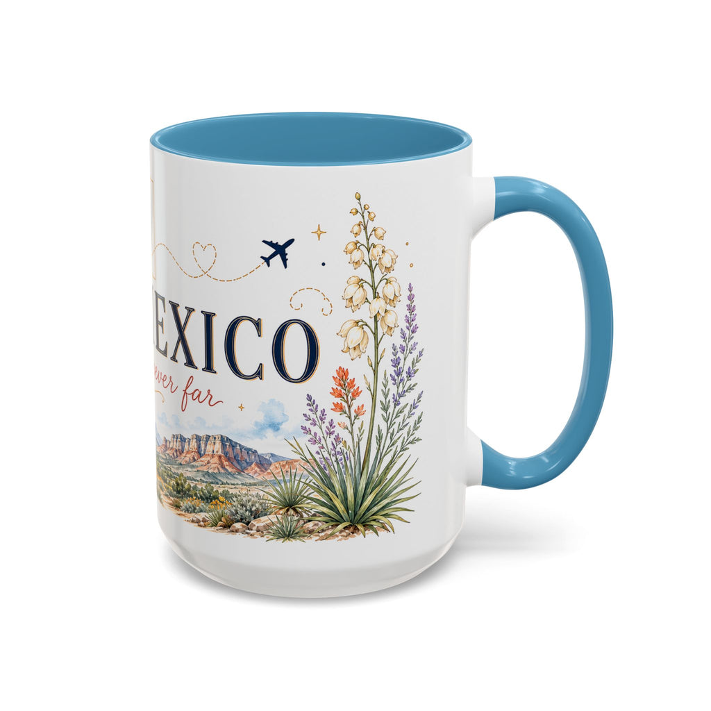 New Mexico State Map Mug | Desert Scenery, Yucca Flower Accent Coffee Cup