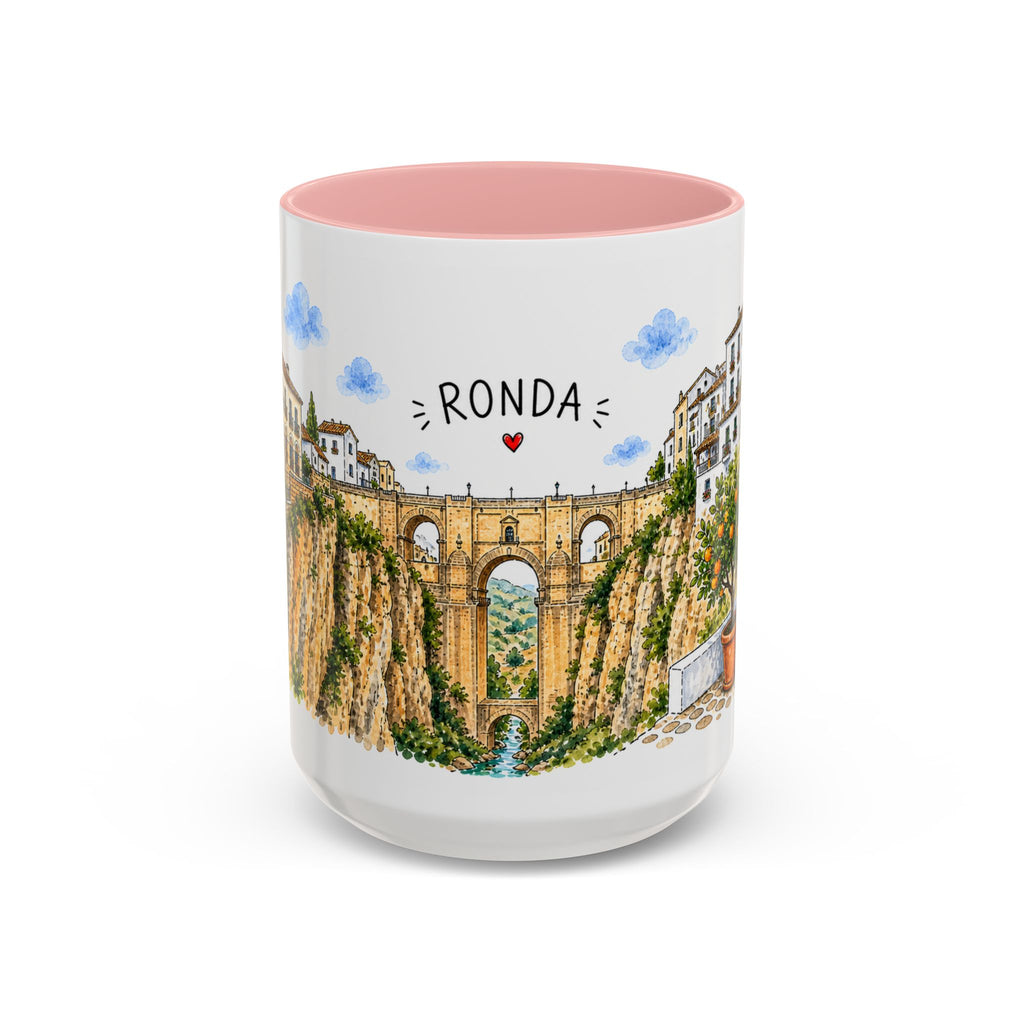 Ronda Illustrated Travel Mug | Spain Souvenir Accent Coffee Mug | 11oz 15oz Ceramic Cup