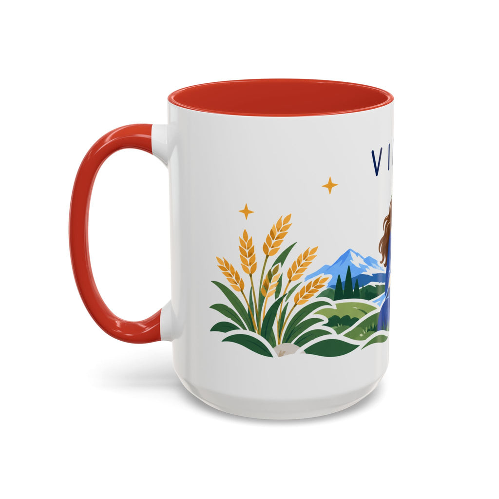 Virgo Zodiac Coffee Mug | Maiden and Wheat Design | Astrology Birthday Gift | 11 oz 15 oz Ceramic Accent Mug