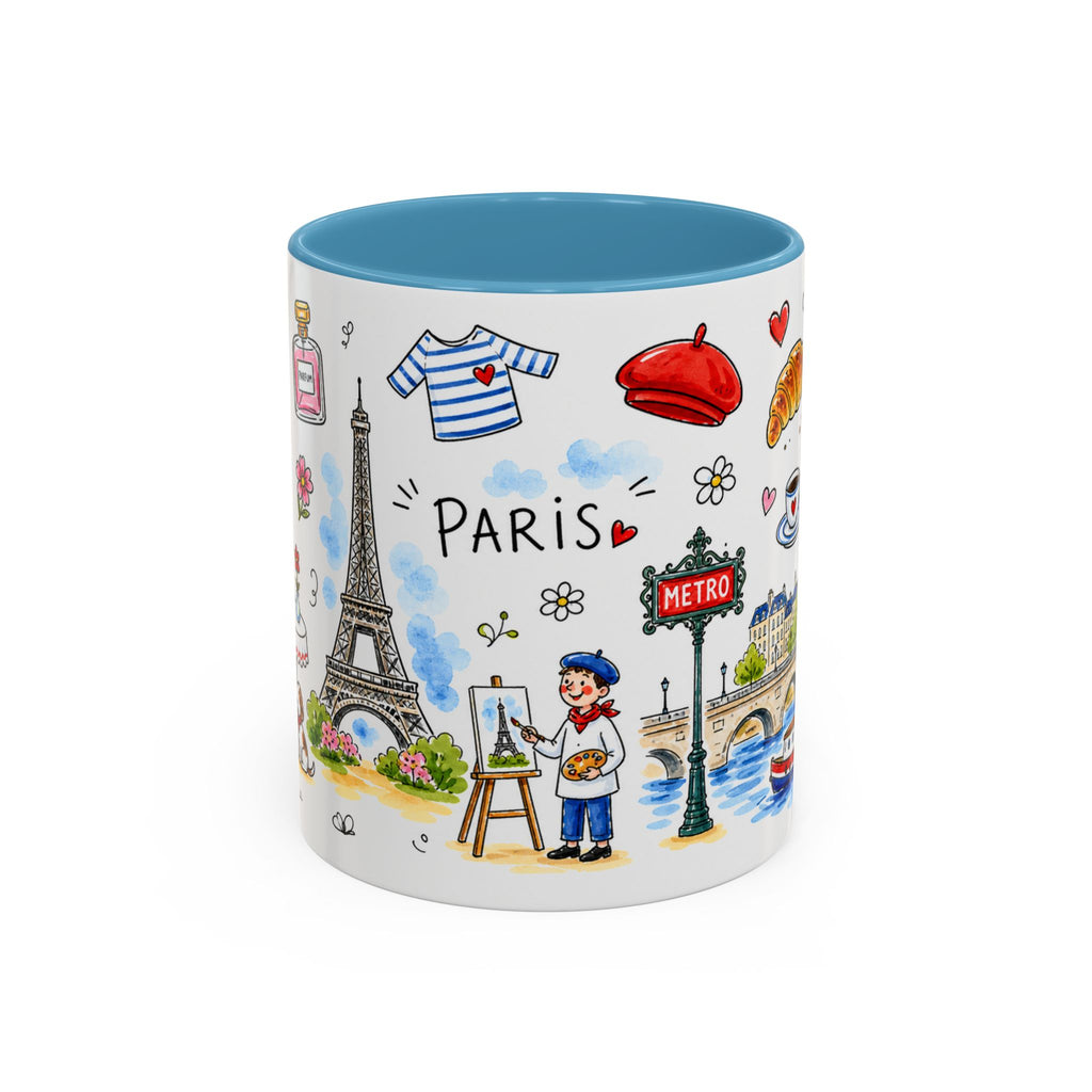 Paris Travel Mug | European City Souvenir Accent Coffee Mug | 11oz 15oz Ceramic Cup