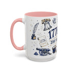 America 250 Coffee Mug | 1776-2026 Patriotic 4th of July Gift | Accent Color Ceramic 11oz 15oz