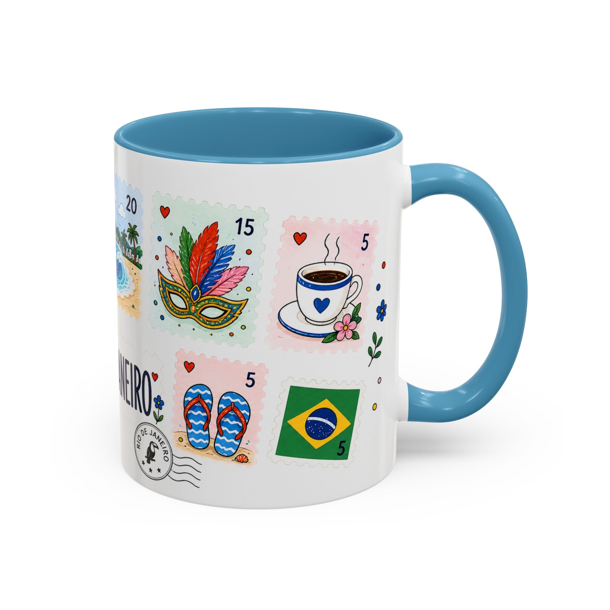 Rio de Janeiro Coffee Mug | Postage Stamp Collage Mug | Travel Souvenir Accent Cup 11oz 15oz