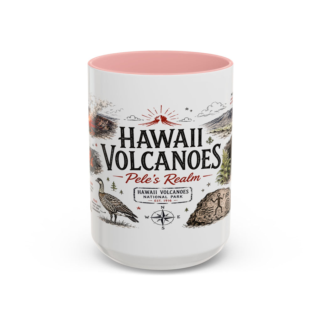 Hawaii Volcanoes National Park Coffee Mug | Hawaii Big Island Lava Volcano Gift | Accent Color Ceramic 11oz 15oz