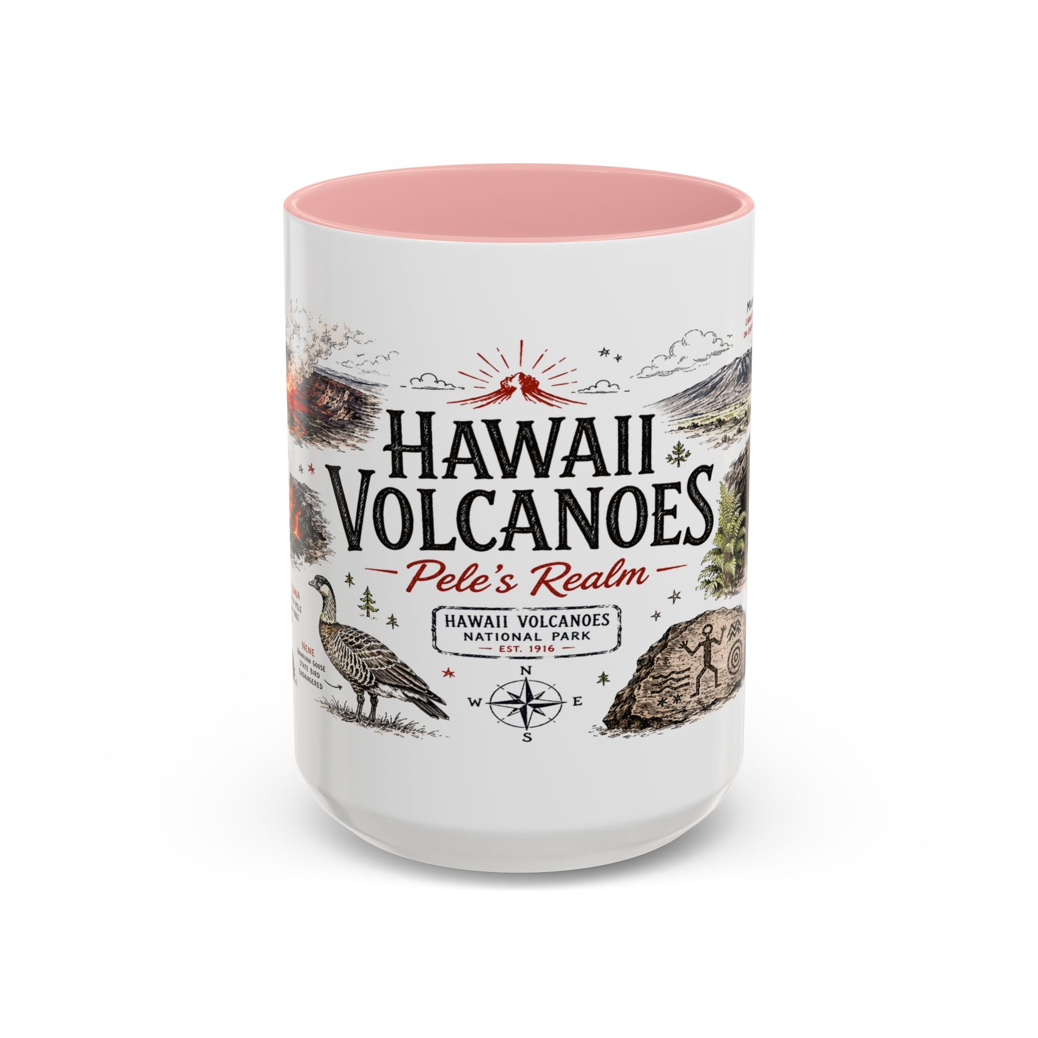 Hawaii Volcanoes National Park Coffee Mug | Hawaii Big Island Lava Volcano Gift | Accent Color Ceramic 11oz 15oz