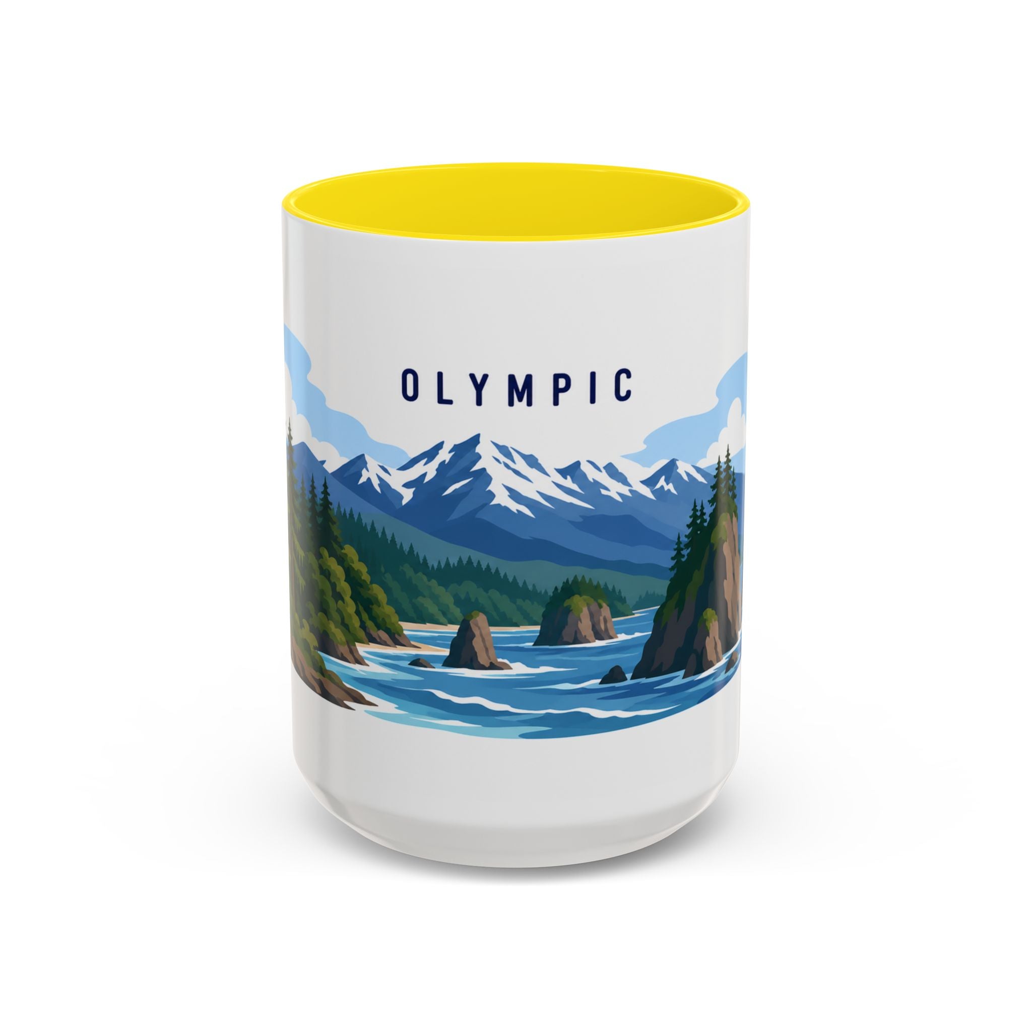 Olympic National Park Coffee Mug | Solid Color Block Park Souvenir | 11oz 15oz Accent Mug