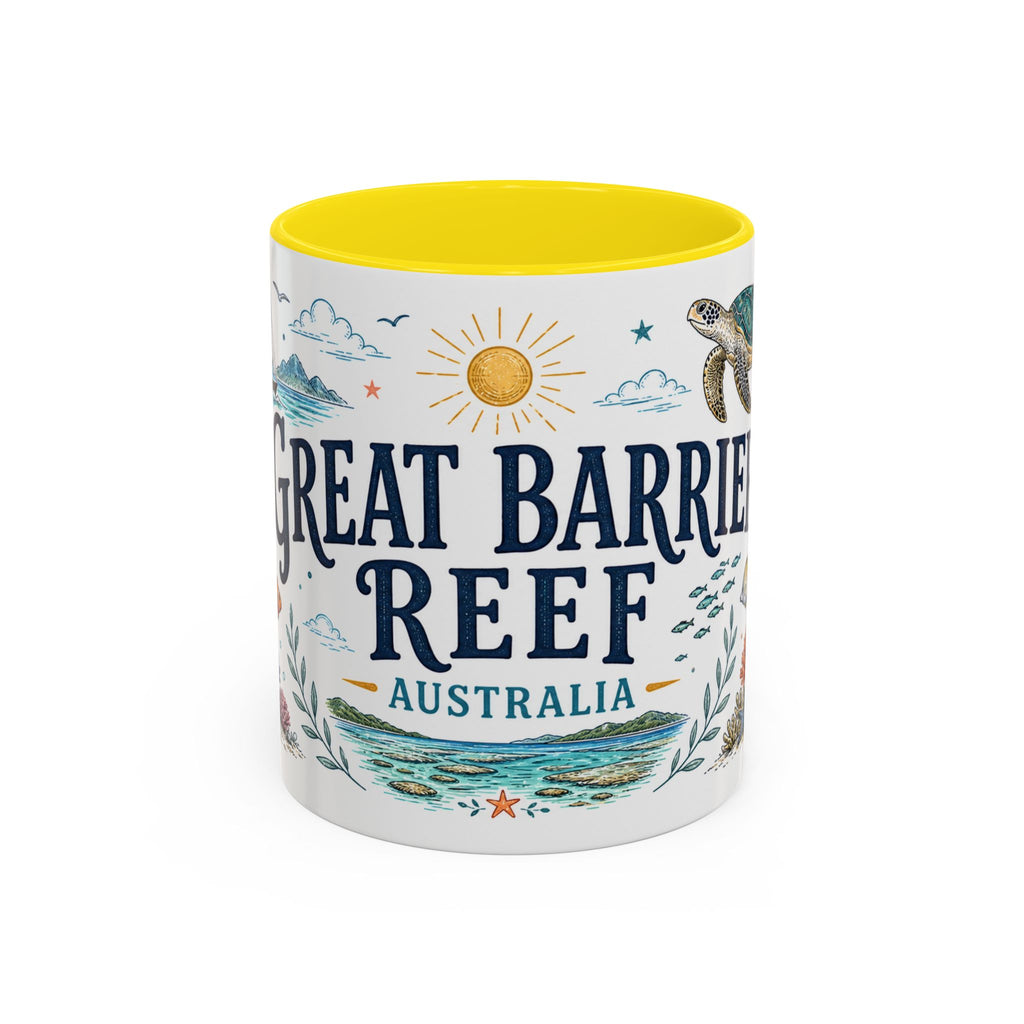 Great Barrier Reef Coffee Mug | Travel Destination Souvenir Gift | Accent Color Ceramic 11oz 15oz