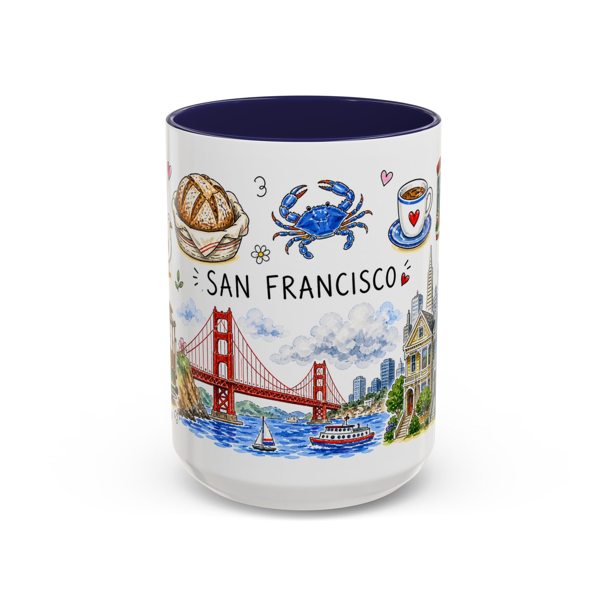 San Francisco Illustrated Travel Mug | City Souvenir Accent Coffee Mug | 11oz 15oz Ceramic Cup