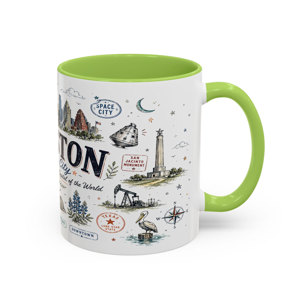 Houston Coffee Mug | Texas Souvenir City Gift | Accent Color Ceramic 11oz 15oz