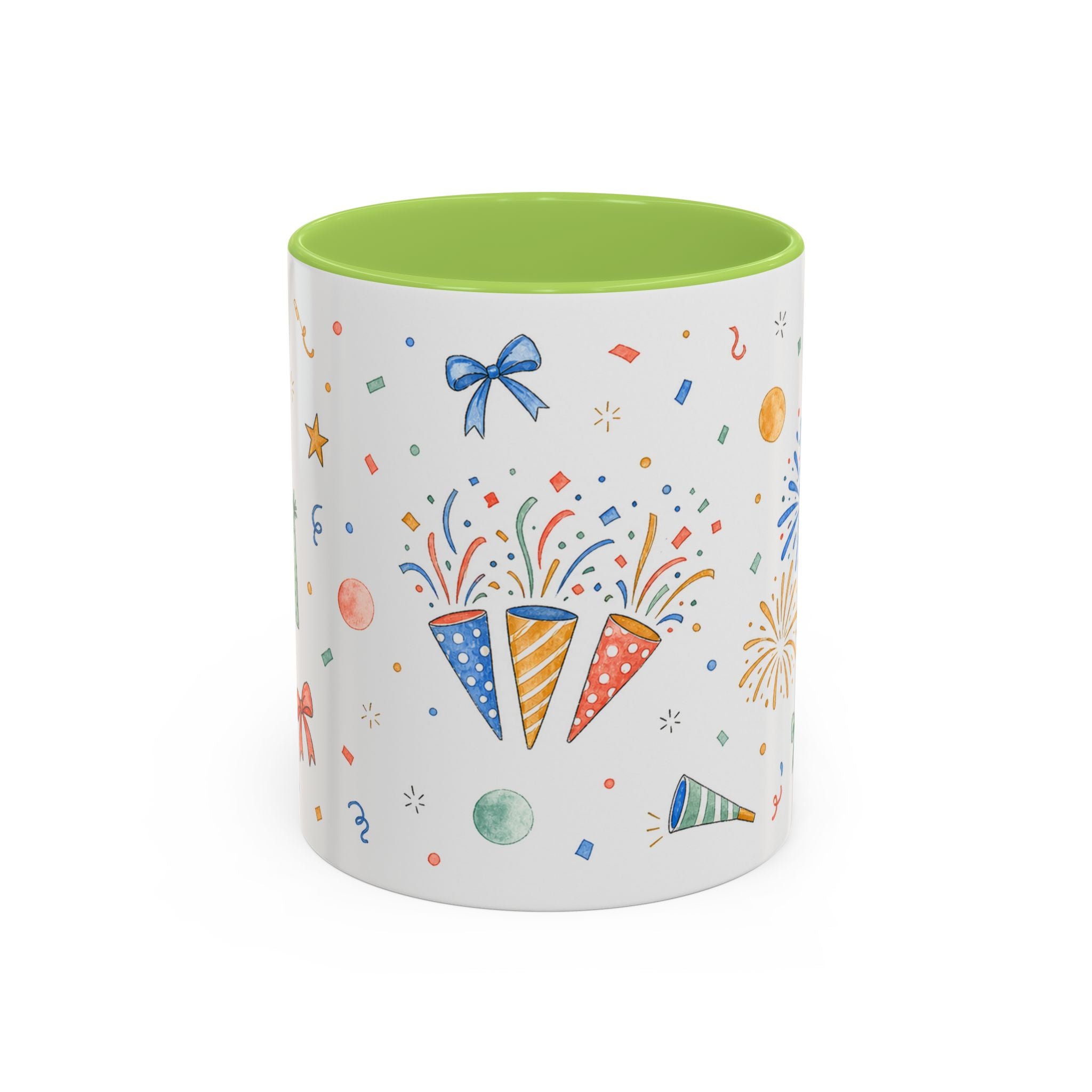 New Year Confetti Mug | Party Popper Watercolor Celebration Gift | Accent Cup 11oz 15oz