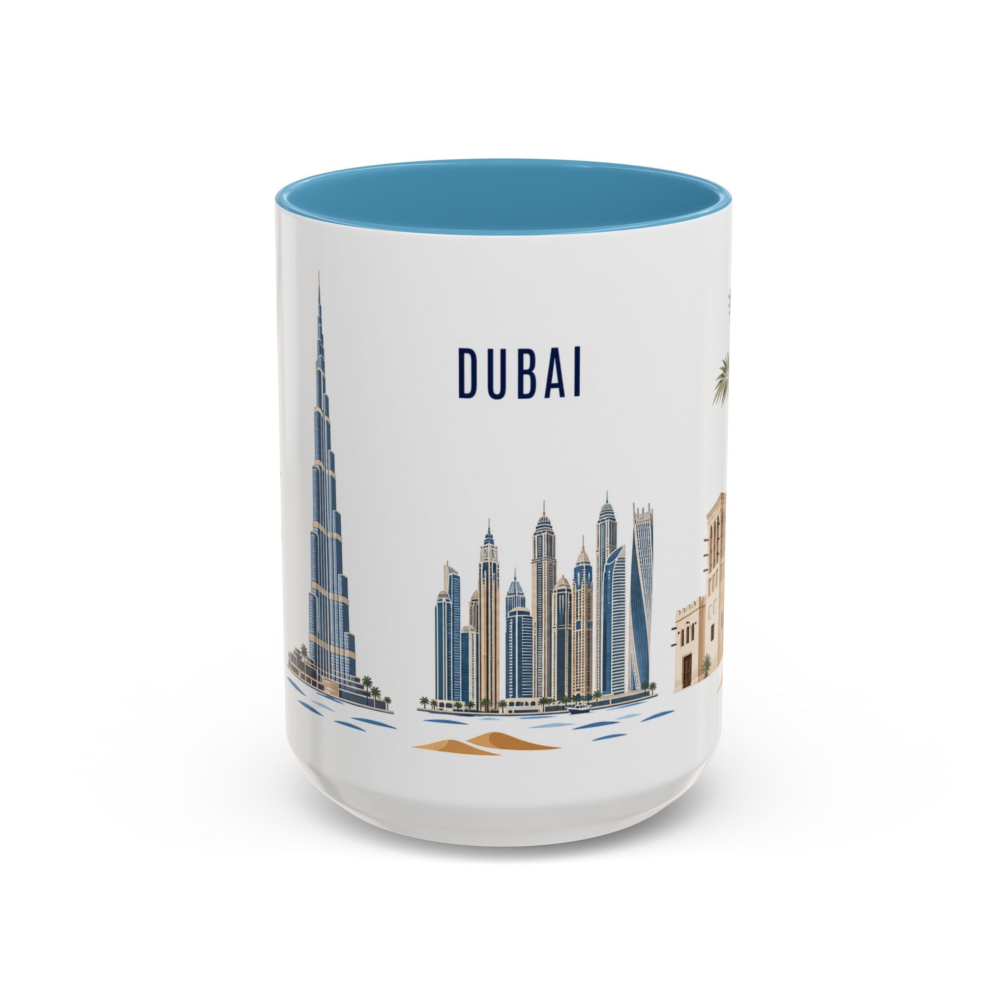 Dubai Coffee Mug | United Arab Emirates Travel Souvenir | Porcelain Decal City Gift | 11oz 15oz Accent Mug