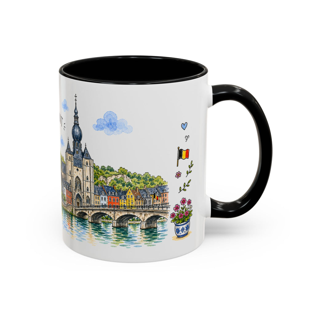 Dinant Illustrated Travel Mug | Belgium Souvenir Accent Coffee Mug | 11oz 15oz Ceramic Cup