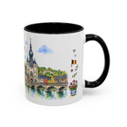 Dinant Illustrated Travel Mug | Belgium Souvenir Accent Coffee Mug | 11oz 15oz Ceramic Cup