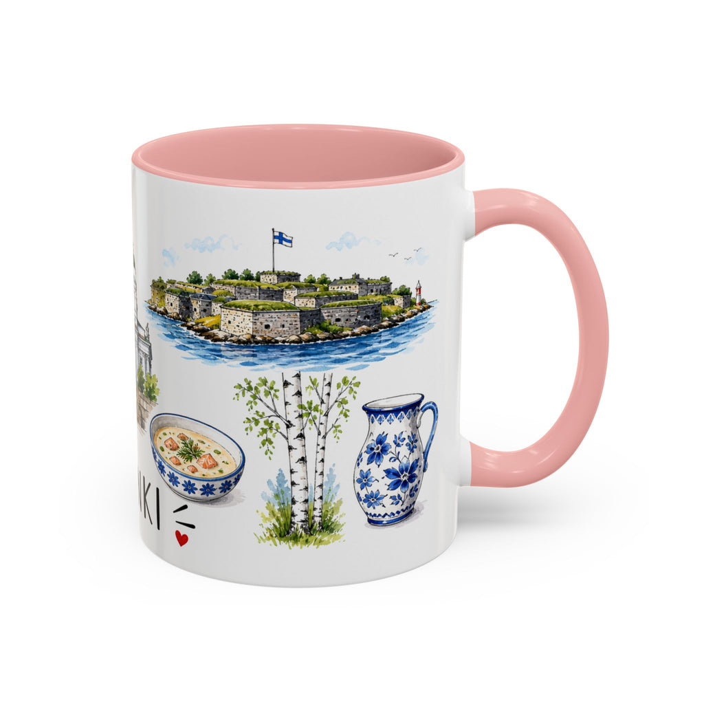 Helsinki Illustrated Travel Mug | City Souvenir Accent Coffee Mug | 11oz 15oz Ceramic Cup