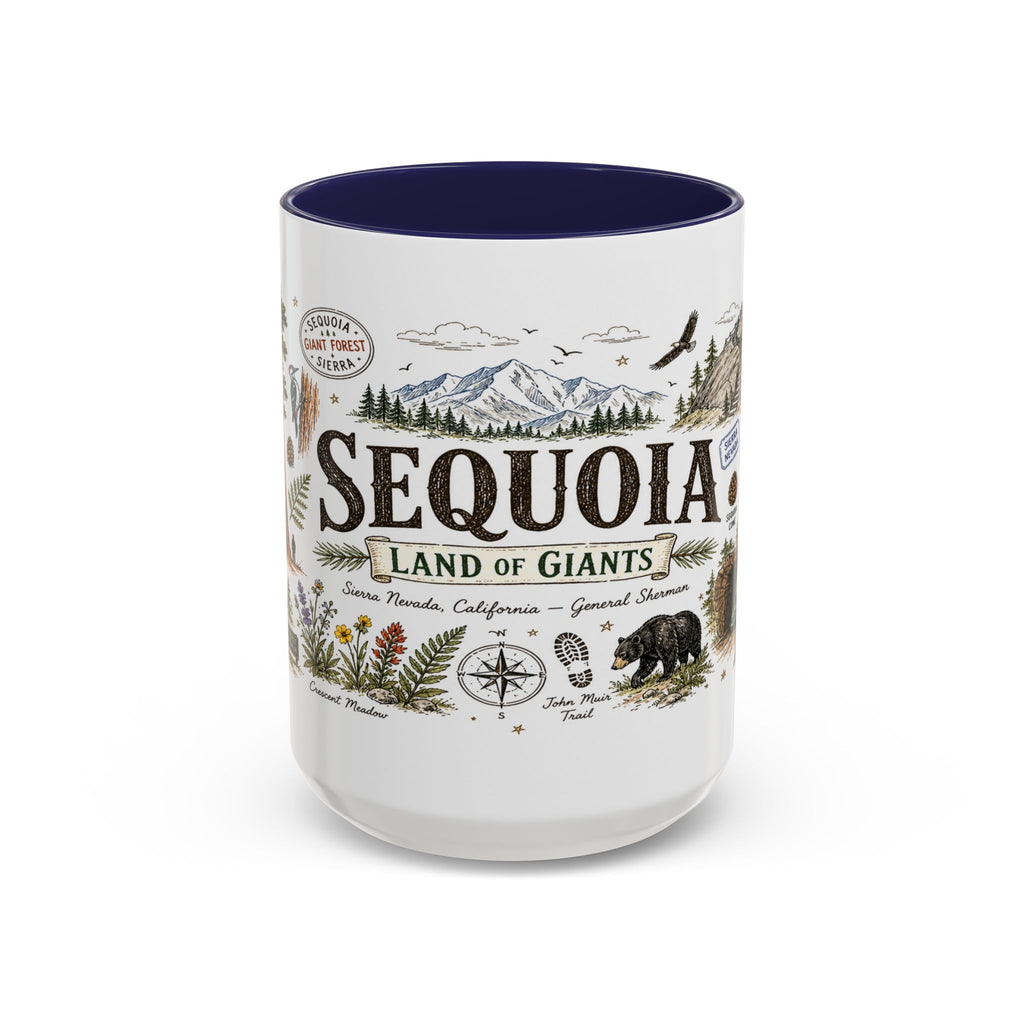 Sequoia Coffee Mug | National Park Hiking California Gift | Accent Color Ceramic 11oz 15oz