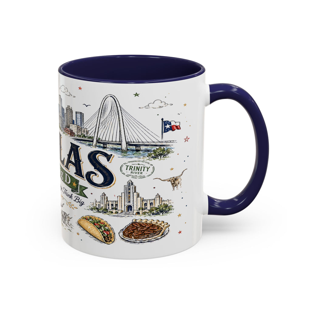 Dallas Coffee Mug | Texas Souvenir City Gift | Accent Color Ceramic 11oz 15oz