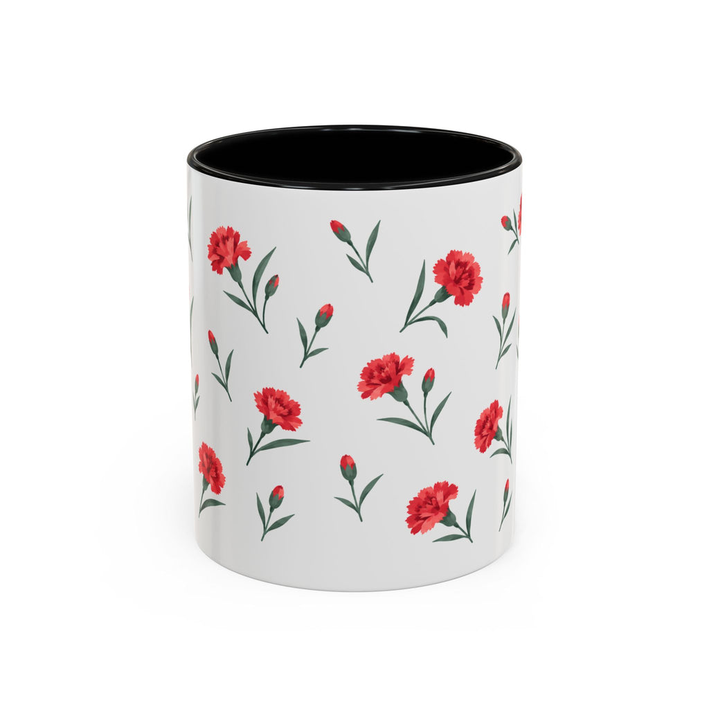 Ohio Scarlet Carnation Mug, State Flower Floral Coffee Cup, 11oz Botanical Gift