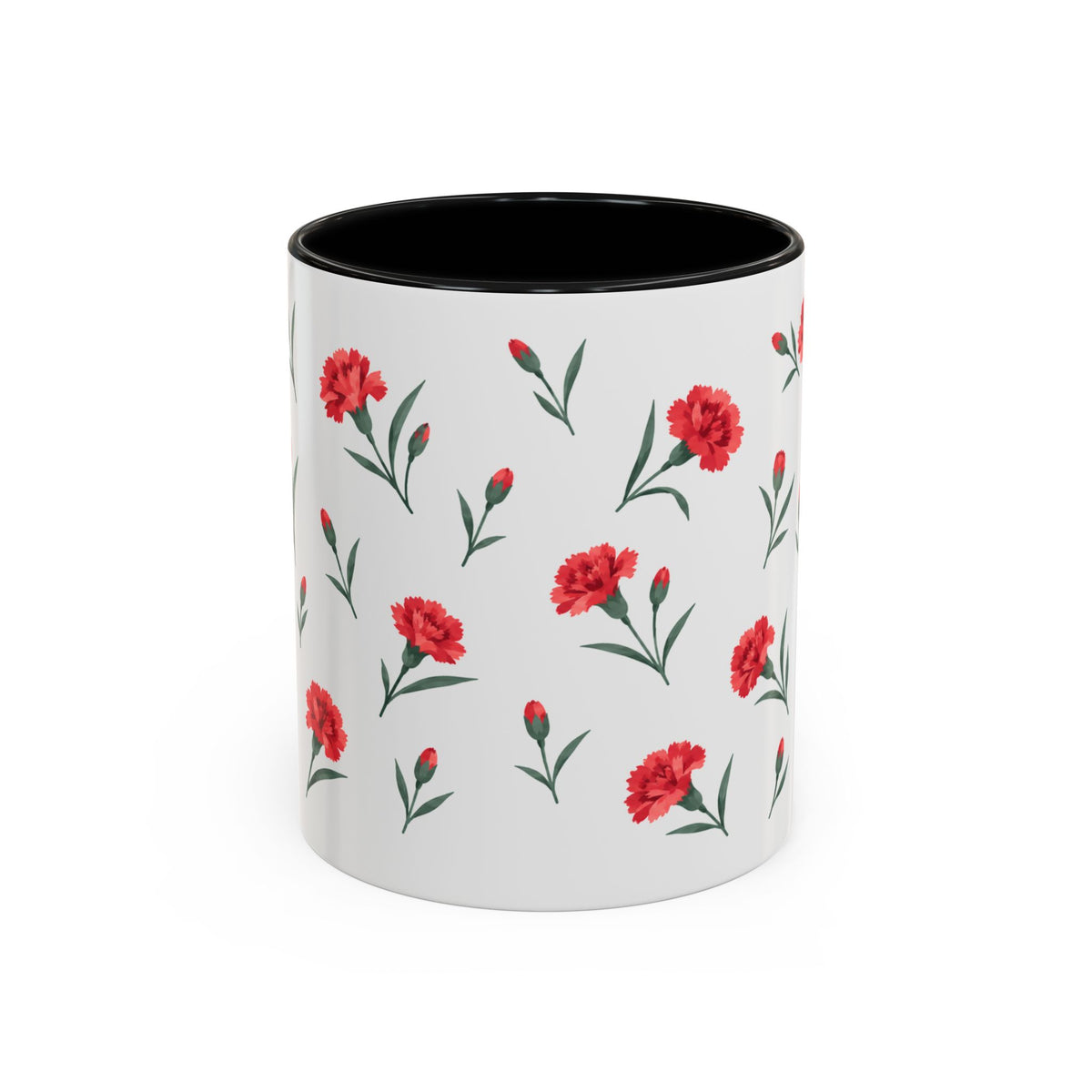 Ohio Scarlet Carnation Mug, State Flower Floral Coffee Cup, 11oz Botanical Gift