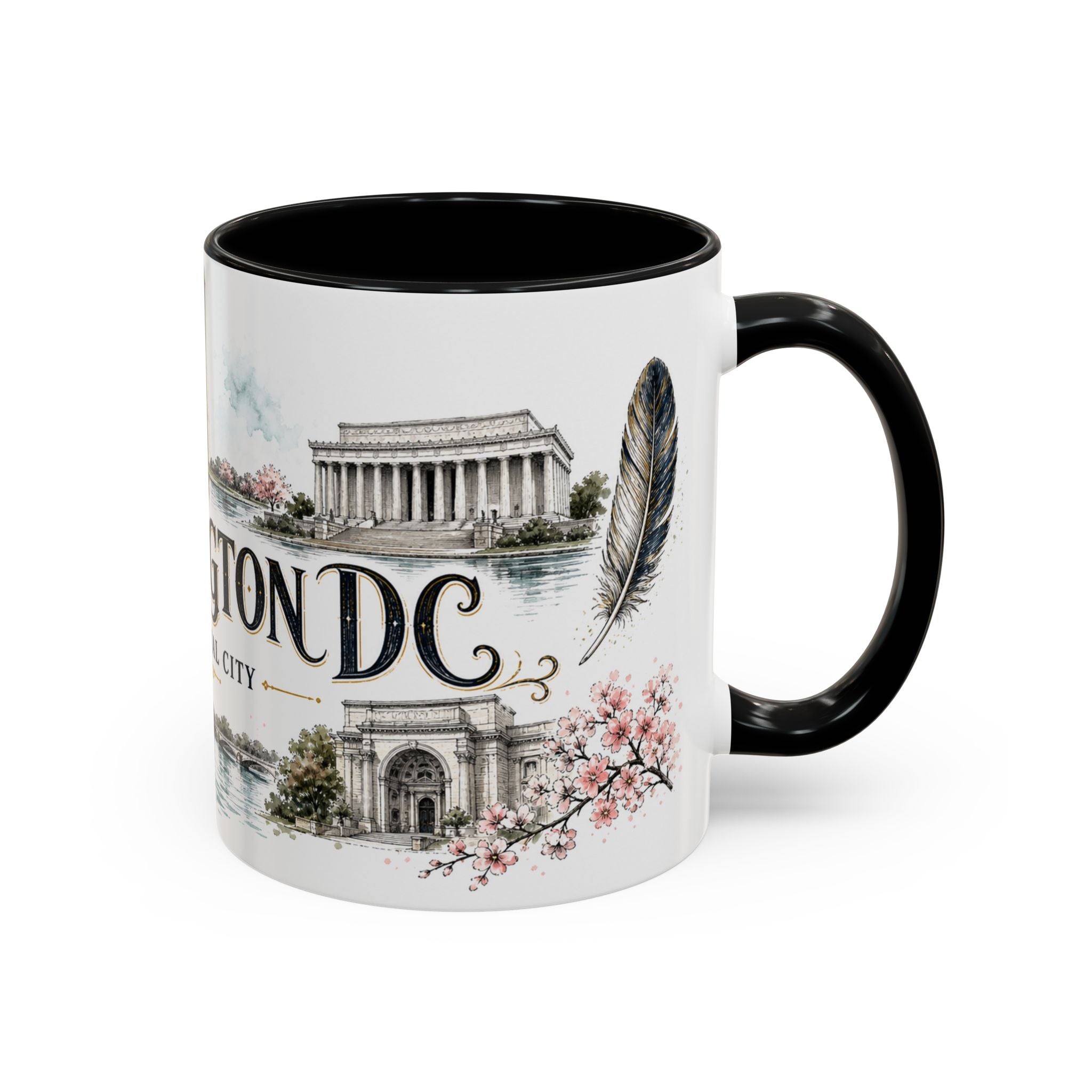 Washington DC Coffee Mug | United States Travel Souvenir | Vintage Illustrated City Gift | 11 oz 15 oz Accent Mug