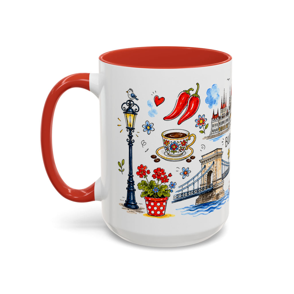 Budapest Travel Mug | European City Souvenir Accent Coffee Mug | 11oz 15oz Ceramic Cup