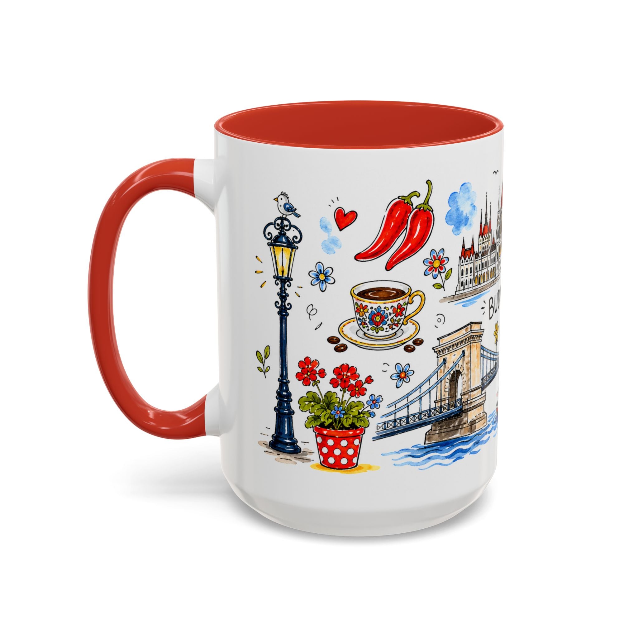 Budapest Travel Mug | European City Souvenir Accent Coffee Mug | 11oz 15oz Ceramic Cup