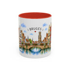 Bruges Illustrated Travel Mug | Belgium Souvenir Accent Coffee Mug | 11oz 15oz Ceramic Cup