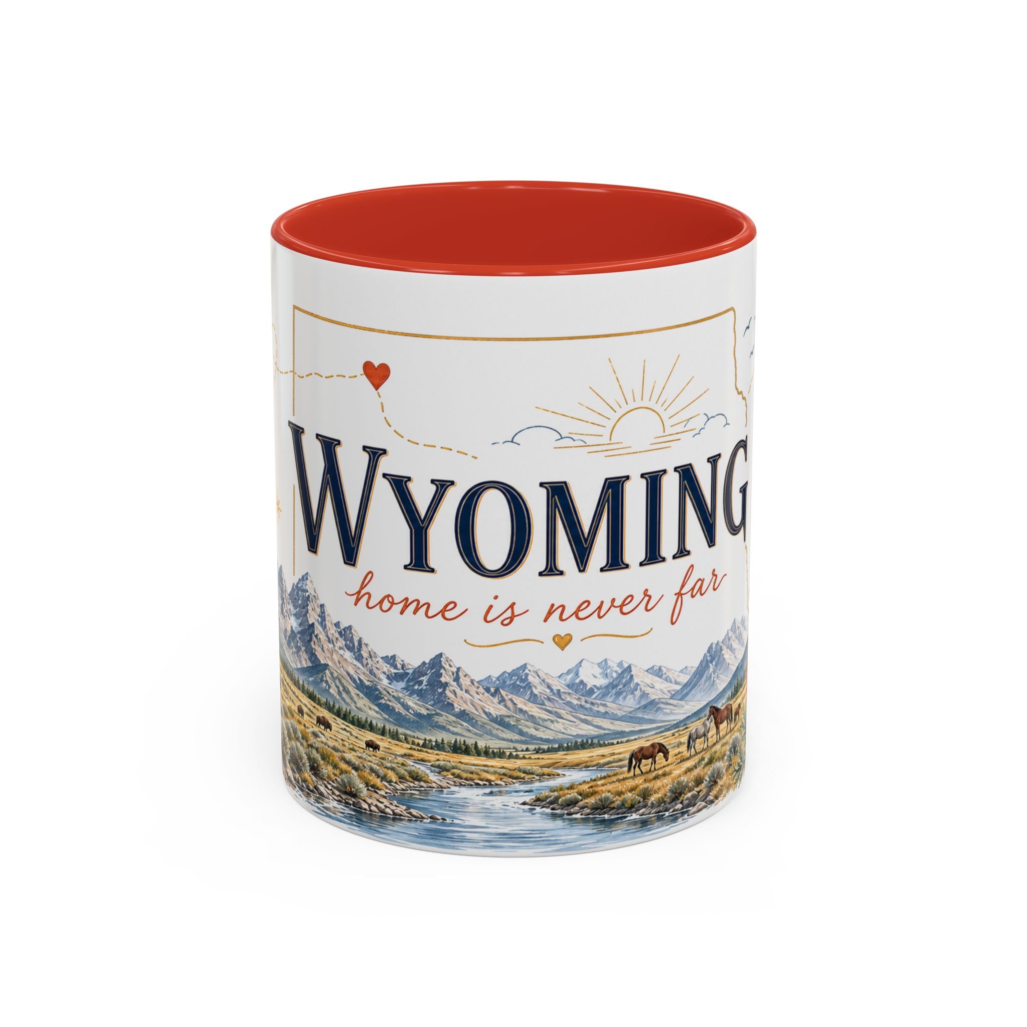 Wyoming Home State Mug | Moving Away Gift | Long Distance Friendship Coffee Cup | 11oz 15oz Accent Mug