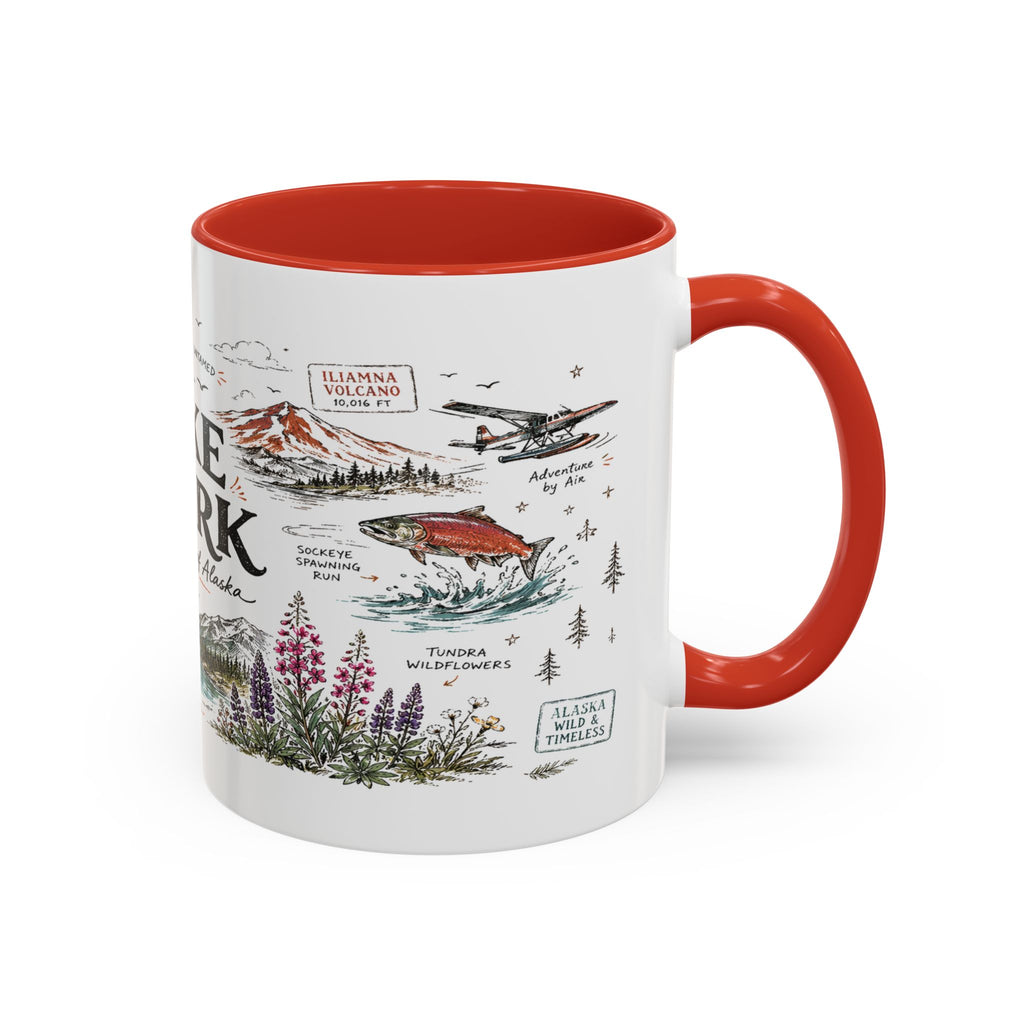 Lake Clark National Park Coffee Mug | Alaska Fly-in Wilderness Adventure Gift | Accent Color Ceramic 11oz 15oz