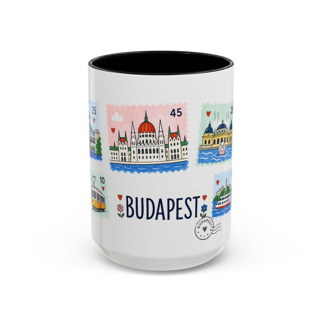 Budapest Coffee Mug | Postage Stamp Collage Mug | Travel Souvenir Accent Cup 11oz 15oz