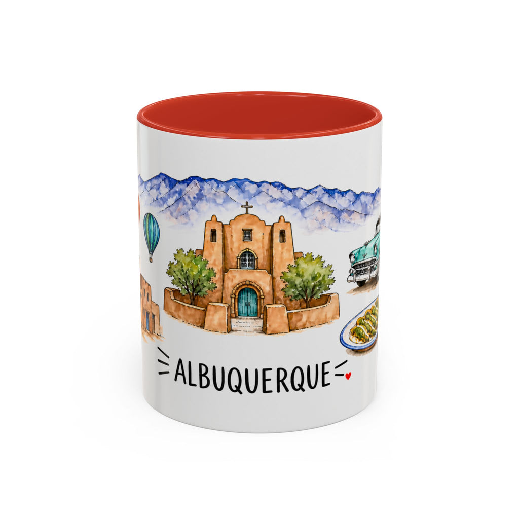 Albuquerque Illustrated Travel Mug | City Souvenir Accent Coffee Mug | 11oz 15oz Ceramic Cup