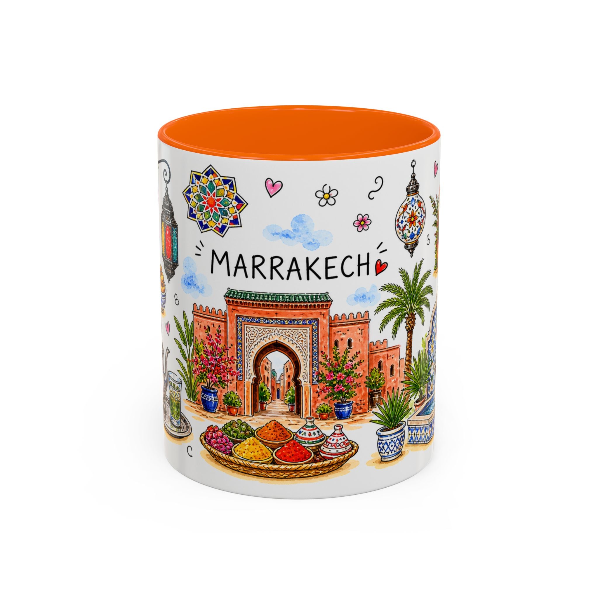 Marrakech Illustrated Travel Mug | City Souvenir Accent Coffee Mug | 11oz 15oz Ceramic Cup