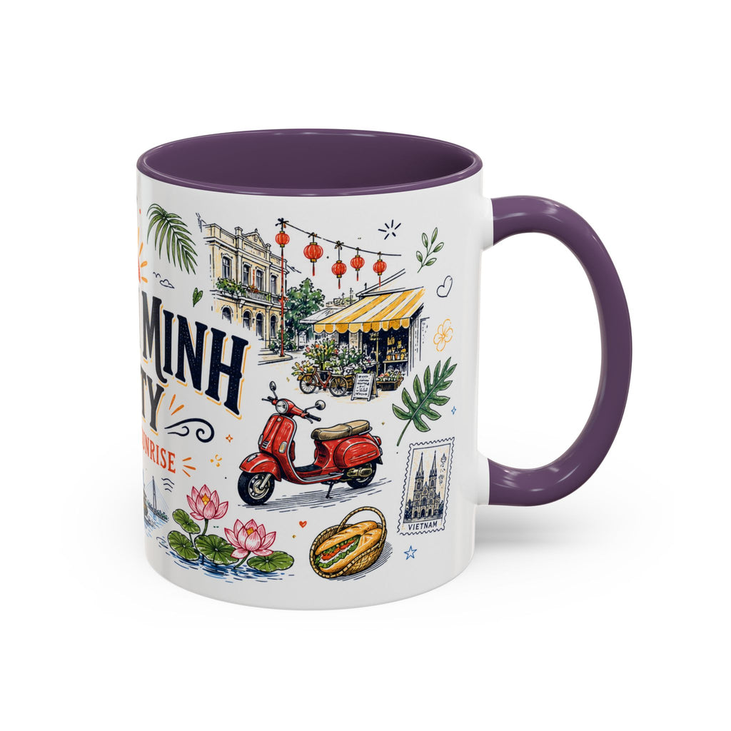Ho Chi Minh City Coffee Mug | Vietnam Souvenir Travel Gift | Accent Color Ceramic 11oz 15oz