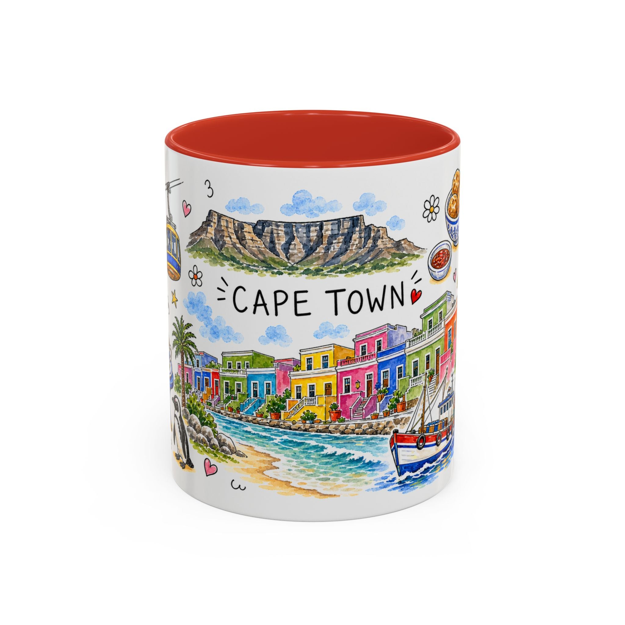 Cape Town Illustrated Travel Mug | City Souvenir Accent Coffee Mug | 11oz 15oz Ceramic Cup