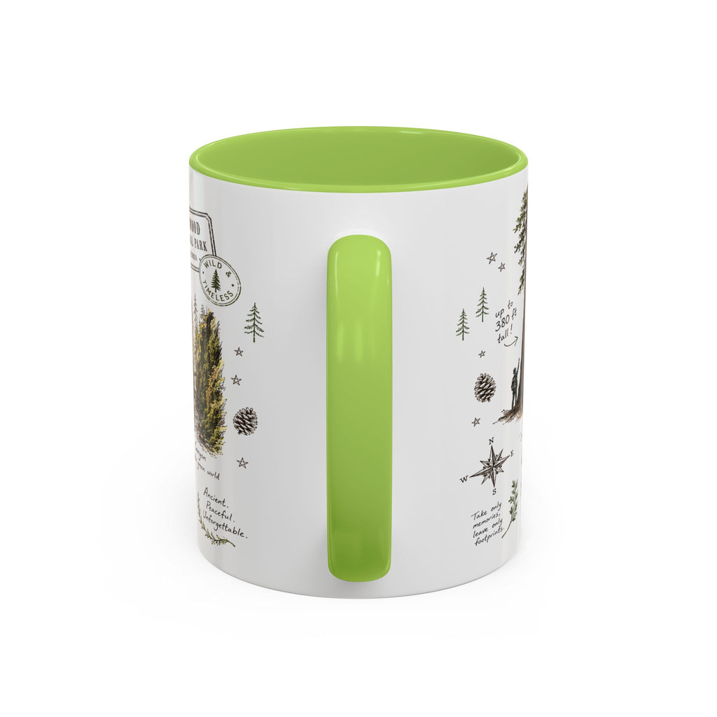 Redwood National Park Coffee Mug | California Coastal Forest Hiking Gift | Accent Color Ceramic 11oz 15oz