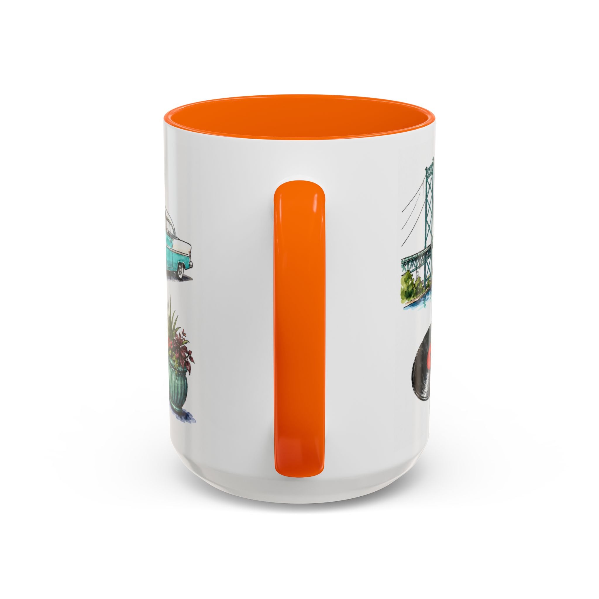 Detroit Illustrated Travel Mug | City Souvenir Accent Coffee Mug | 11oz 15oz Ceramic Cup