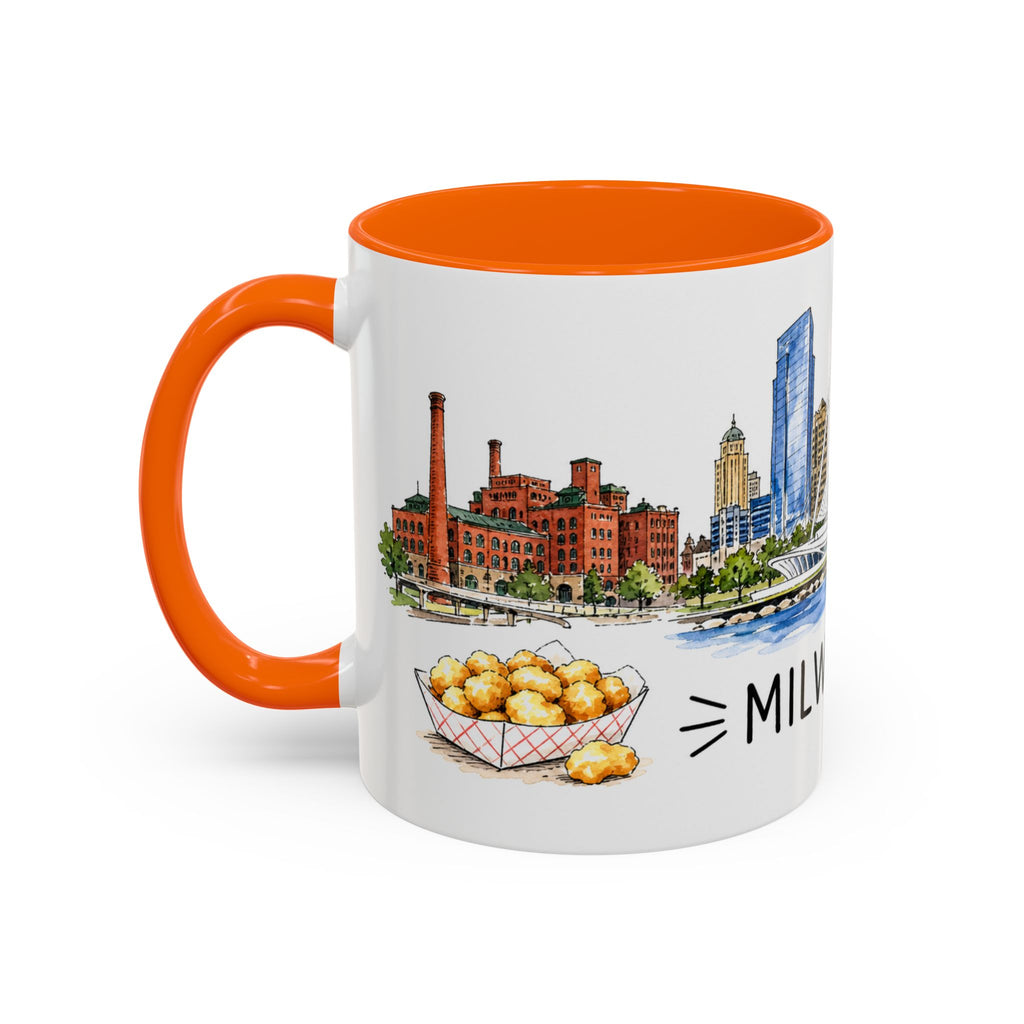 Milwaukee Illustrated Travel Mug | City Souvenir Accent Coffee Mug | 11oz 15oz Ceramic Cup