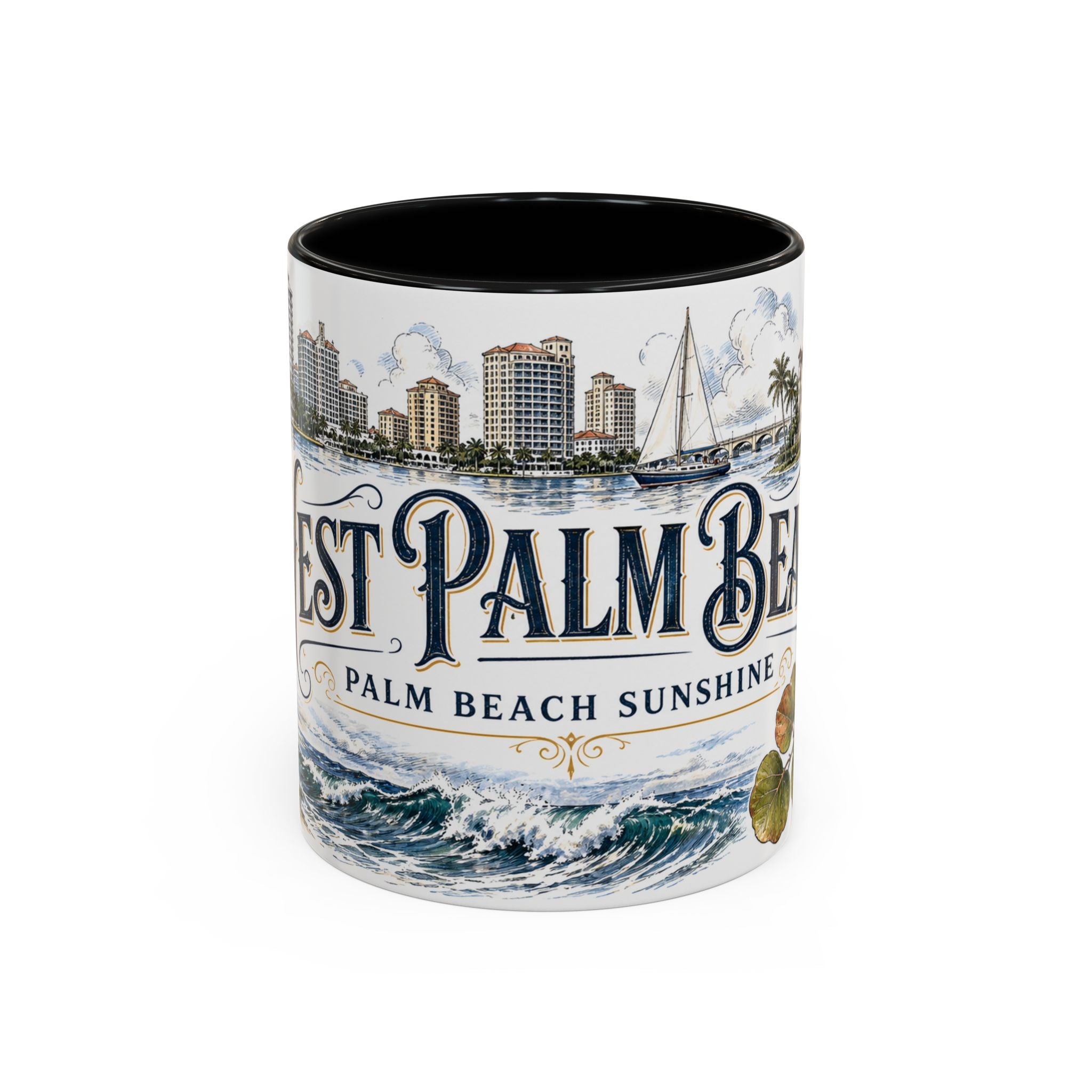 West Palm Beach Coffee Mug | United States Travel Souvenir | Vintage Illustrated City Gift | 11 oz 15 oz Accent Mug