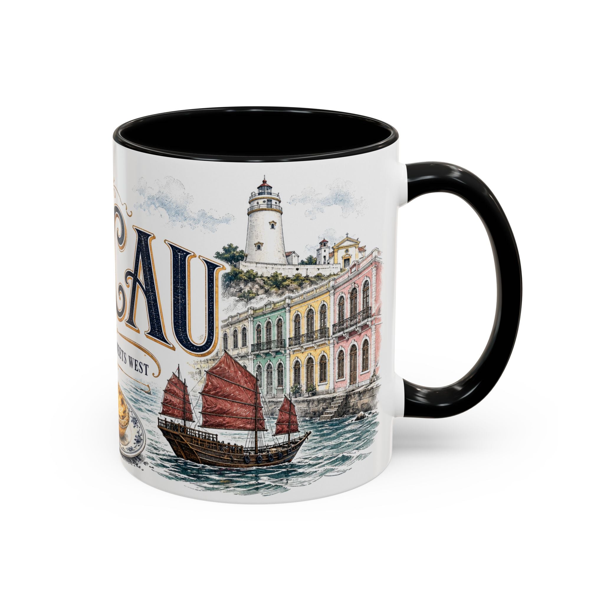Macau Coffee Mug | Macau Travel Souvenir | Vintage Illustrated City Gift | 11 oz 15 oz Accent Mug