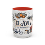 Tel Aviv Coffee Mug | Israel Travel Souvenir | Vintage Illustrated City Gift | 11 oz 15 oz Accent Mug