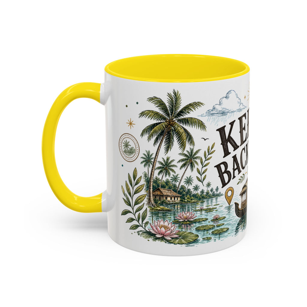 Kerala Backwaters Coffee Mug | Travel Destination Souvenir Gift | Accent Color Ceramic 11oz 15oz