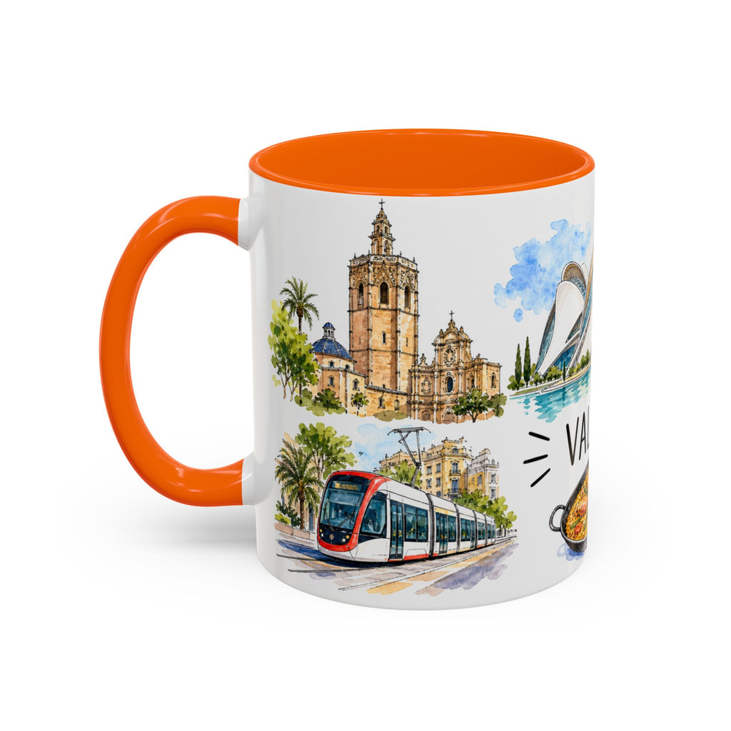 Valencia Illustrated Travel Mug | City Souvenir Accent Coffee Mug | 11oz 15oz Ceramic Cup
