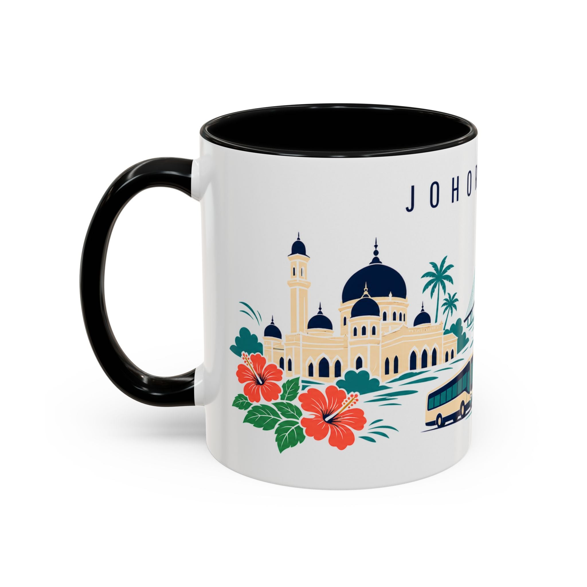 Johor Bahru Coffee Mug | Malaysia Travel Souvenir | Porcelain Decal City Gift | 11oz 15oz Accent Mug