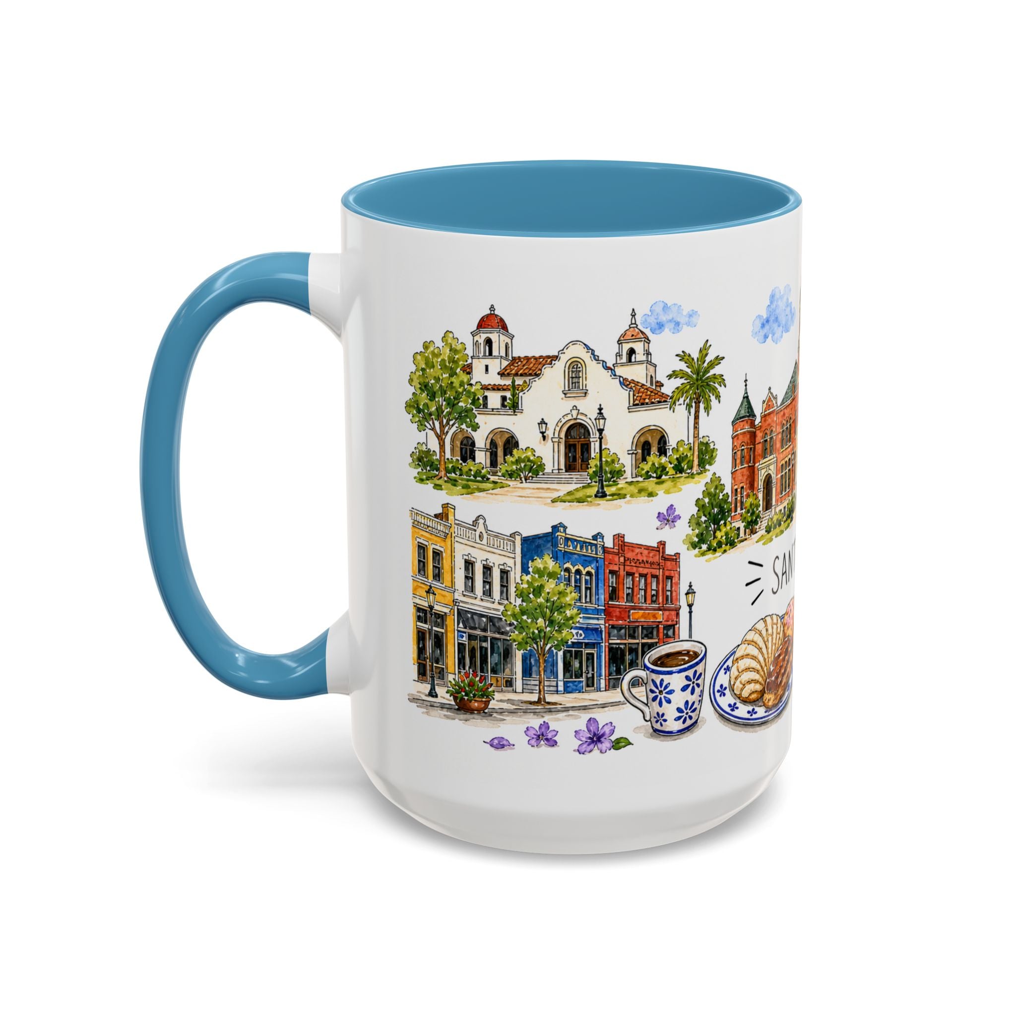 Santa Ana Illustrated Travel Mug | City Souvenir Accent Coffee Mug | 11oz 15oz Ceramic Cup